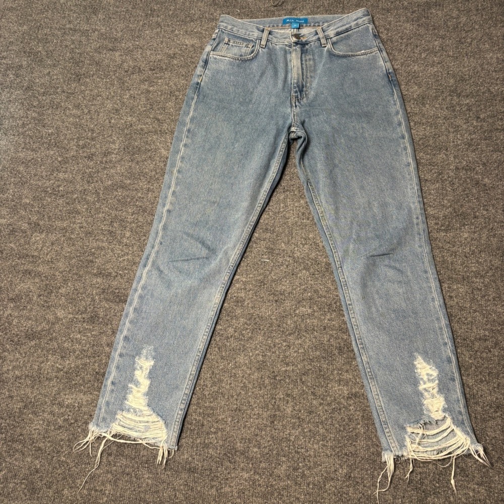 M.i.h Jeans Womens 26 Blue High Rise Vintage Slim Distressed Shredded Denim